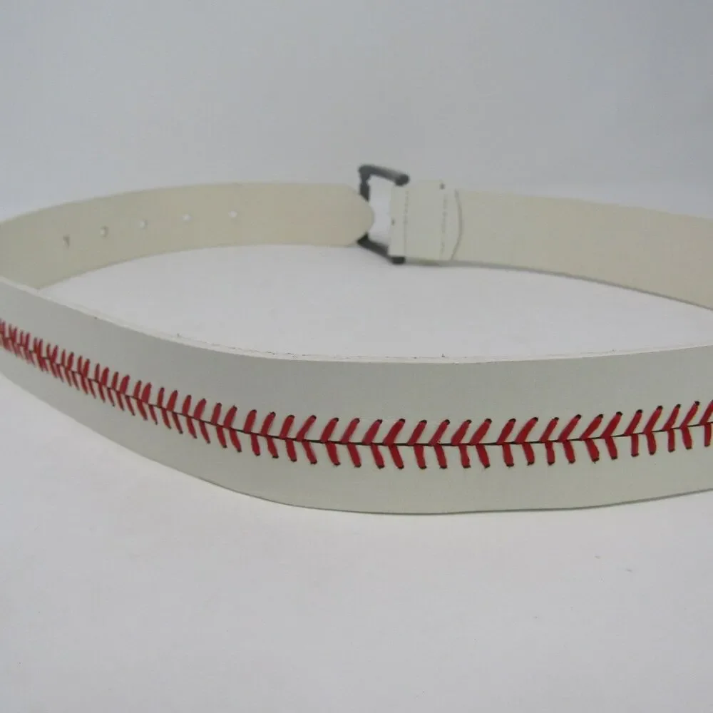 Baseball Stitch Belt Size 34 White Red Stitching Sports Fan Costume Accessory
